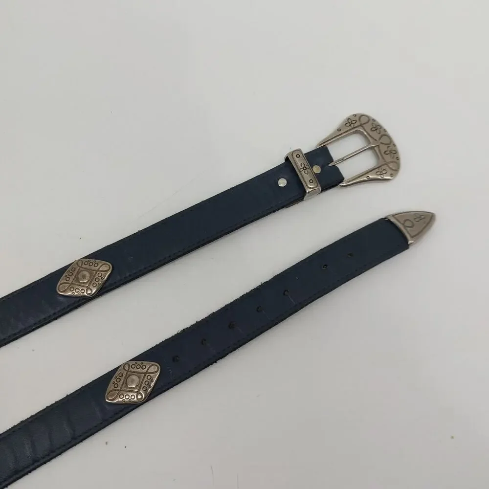Gotcha Covered Navy Blue Concho Belt Vegan Leather Western L